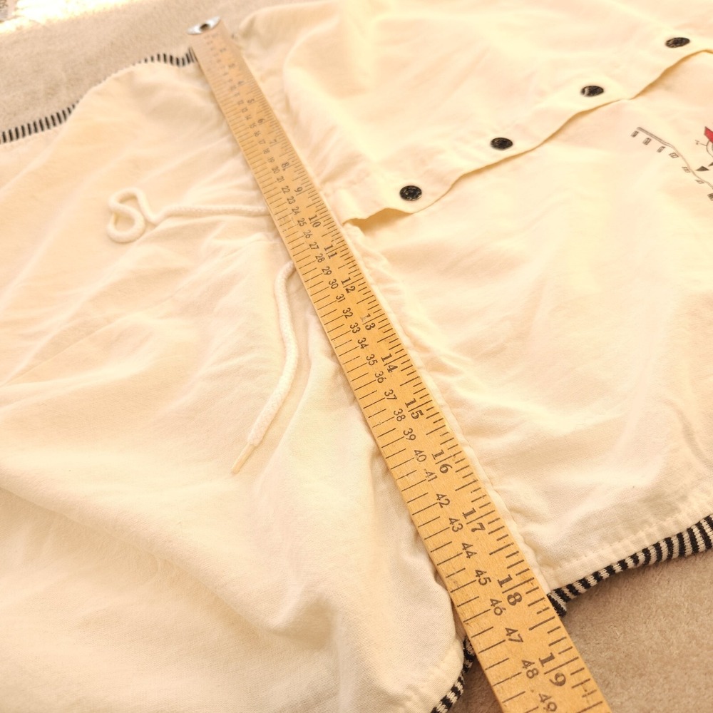 Vintage Gitano Romper L Nautical Marine Ship Compass 80s Cream Striped Retro 90s - Picture 6 of 13